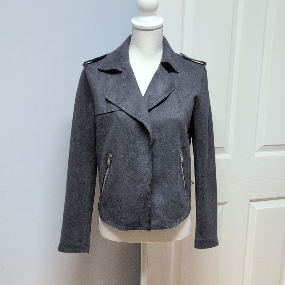 Philosophy Faux Leather Grey Jacket Size S